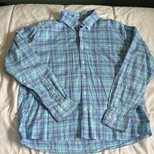 Peter Millar Teal and Navy Plaid Button-Down Shirt